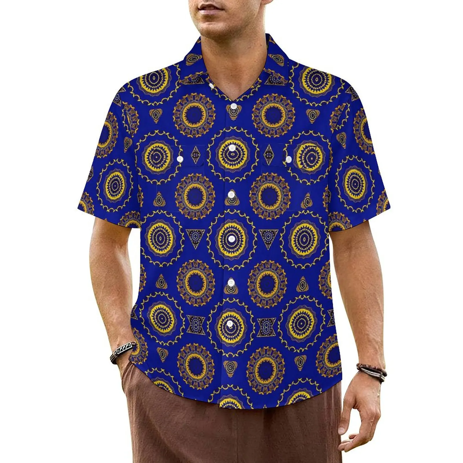 

Abstract Mandala Vacation Shirt Retro Print Hawaiian Casual Shirts Male Retro Blouses Short-Sleeved Harajuku Graphic Top