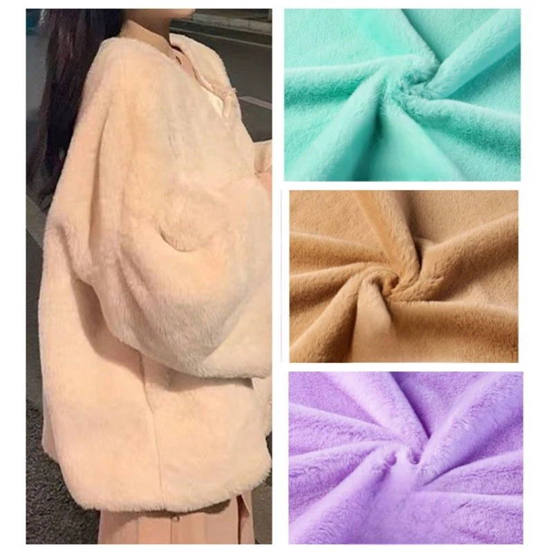 Tecido de Pelúcia de Imitação de Pelo de Coelho Rex por Metro para Brinquedos, Roupas, Almofadas, Cachecóis, Tapetes, Decoração de Costura DIY, Tecido de Fundo