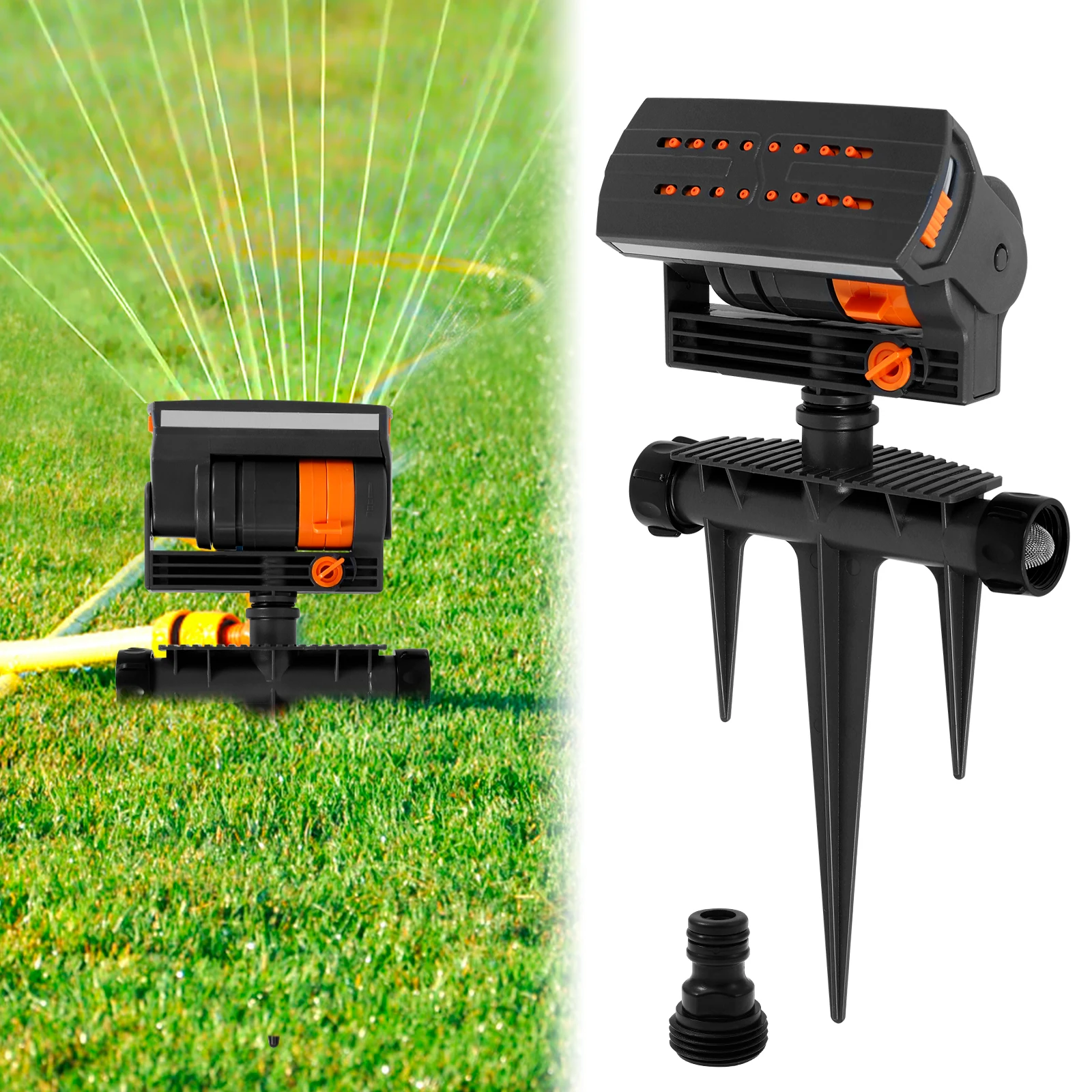 Garden Sprinkler with 16 Nozzles Automatic Oscillating Sprinkler Adjustable Water Flow Rate Water Sprinkler for Home Garden Lawn