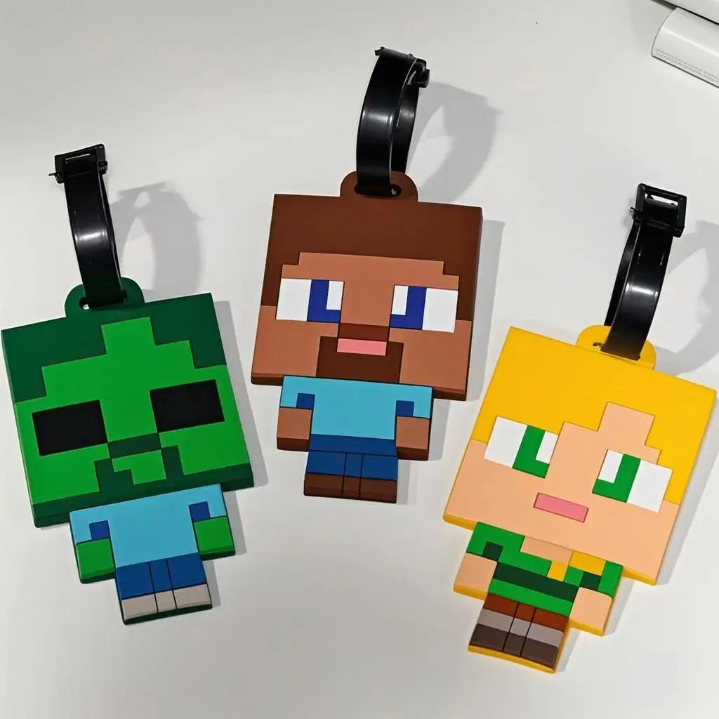 Kawaii for Minecraft Luggage Label Cartoon Luggage Tag Suitcase ID Address Holder Baggage Luggage identification plate