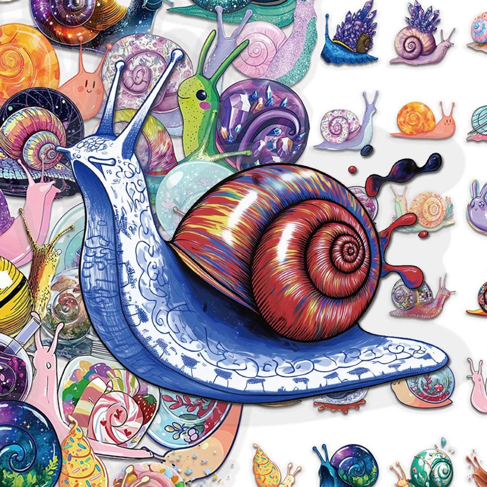 10/30/50pcs Creative Colorful Snail Stickers Cute Transparent Waterproof Sticker Scrapbook Suitcase Phone Cartoon Decals Packing