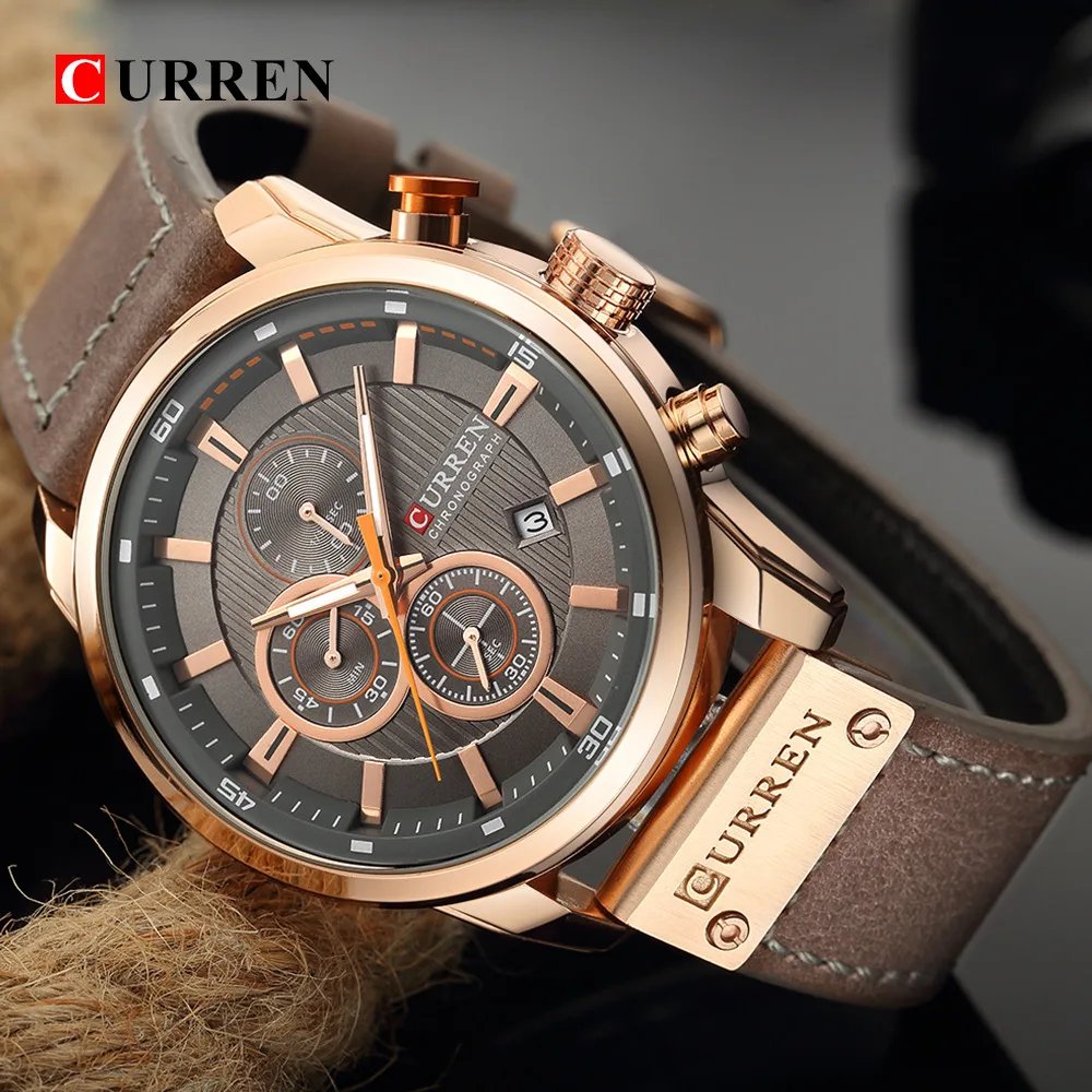 Business watch for Men Relojes Para Hombres Top Brand Luxury Timing Quartz Water Proof Watch Mens Sports Leather Calendar Watche