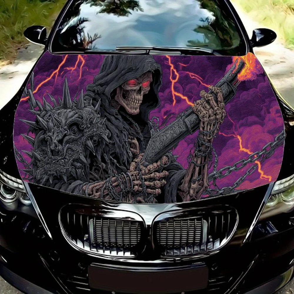 

Thunderous Skull car hood stickers, waterproof self-adhesive, scratch resistant, easy to stick, durable car PVC stickers, car de