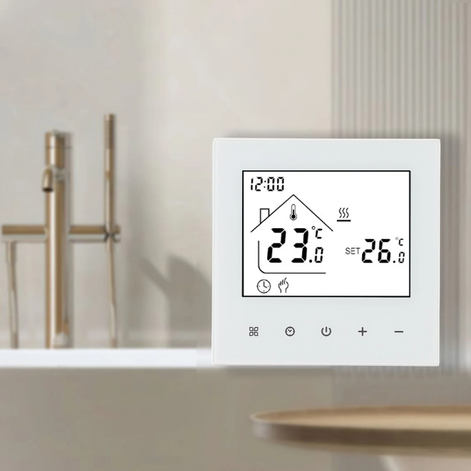 

86*86mm Electric Thermostat Child Lock Thermostat IP20 Protection Rating Intuitive Display Temperature Accuracy 0.5 C