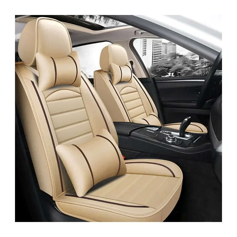 4 Pc Car Accessories Four Seat Wholesale Waterproof Nappa Custom Fit Design Universal Full Set Luxury Leather Car Seat Cover