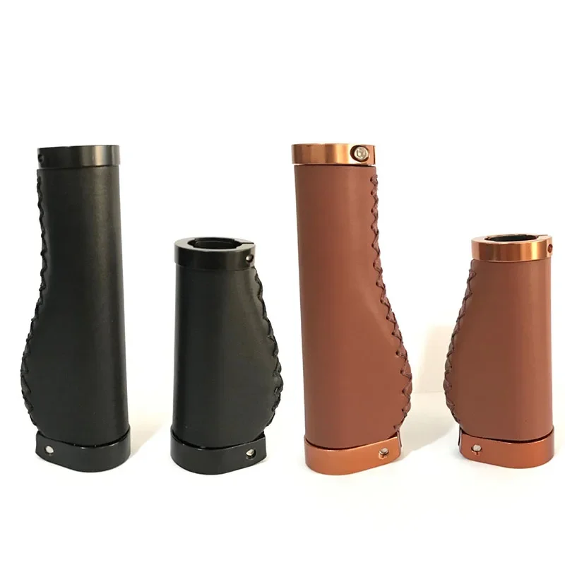 Mountain Bike Grip Pu Leather Bike Grips Bilateral Locking Retro Wind Grips Road Bike Non-slip Grips Bicycle Grips