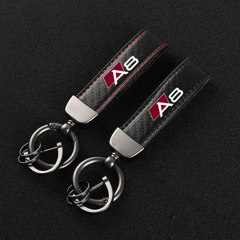 Leather car keychain Horseshoe Buckle Jewelry for audi A8 car  with logo  accessories