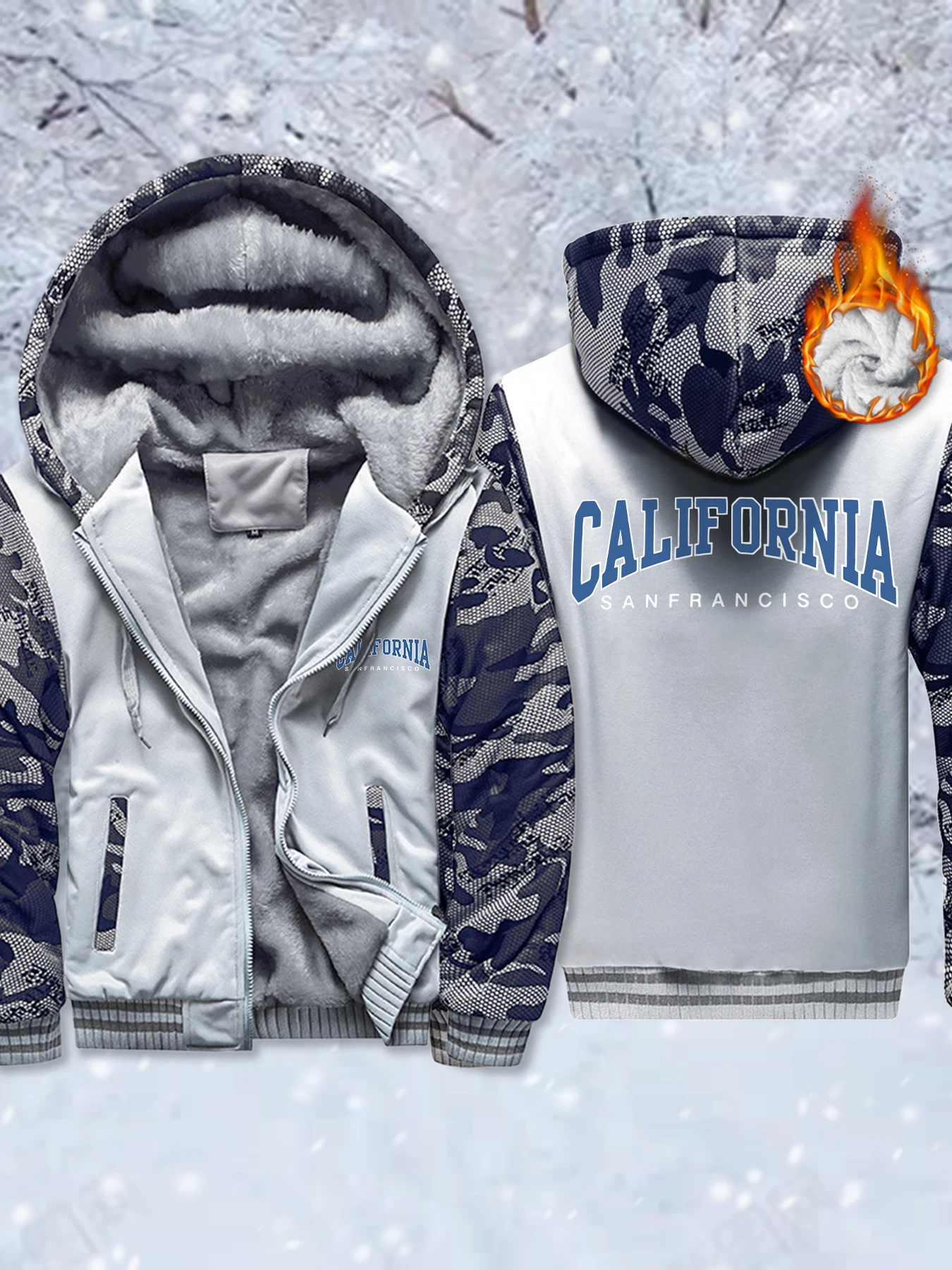 

Califirnia Letter Simple Pattern Winter Man Pullover Casual Soft Streetwear Fleece Thickened Hoodie Outdoor Fashion Coat
