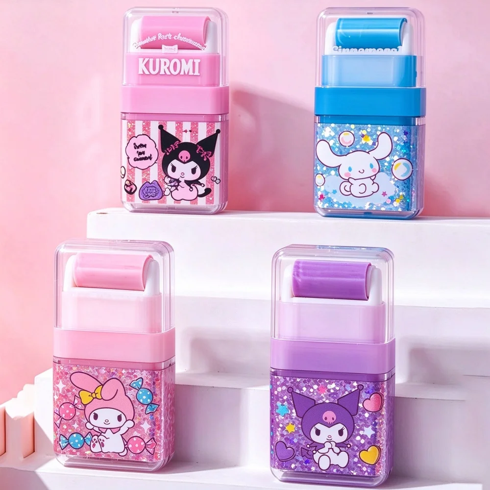 Genuine Sanrio Roller Pencil Erasers Kawaii Kuromi Melody Cinnamoroll 2-In-1 Fun Pencil Eraser For School Office Stationery Gift