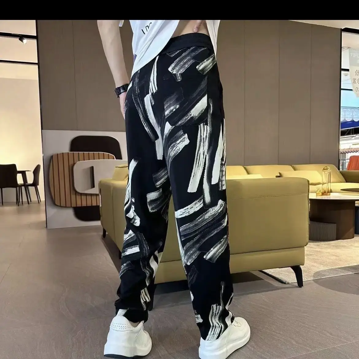 New Men National Fashion Pattern Drape Trousers Printed Men's Trendy Casual Pants Comfortable and BreathableY2K Pants