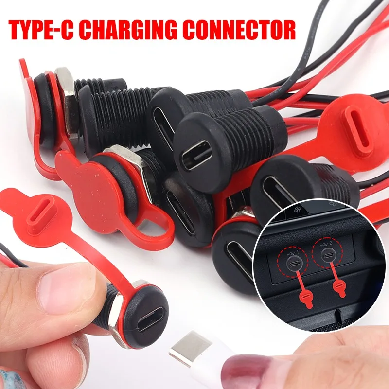 

1 ~ 5 шт. водонепроницаемый 2-контактный разъем USB типа C с гнездом Type-C с гнездом для быстрой зарядки Разъем для зарядки USB-C Разъем для зарядного устройства