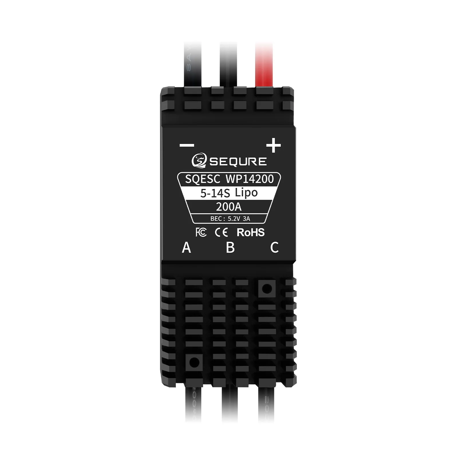 SEQURE WP14200 IP68 Wasserdichter bürstenloser ESC 5-14S Lipo 200A Elektrischer Geschwindigkeitsregler für eFoil Elektro-Surfbrett Kajak RC Auto