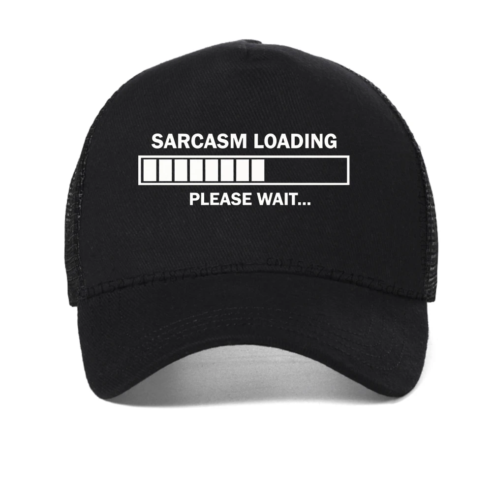 السخرية تحميل يرجى الانتظار خطابات طباعة قبعة بيسبول الموضة في الهواء الطلق السببية تنفس قبعات للحماية من الشمس شبكة Snapback قبعة قبعات سائقي الشاحنات