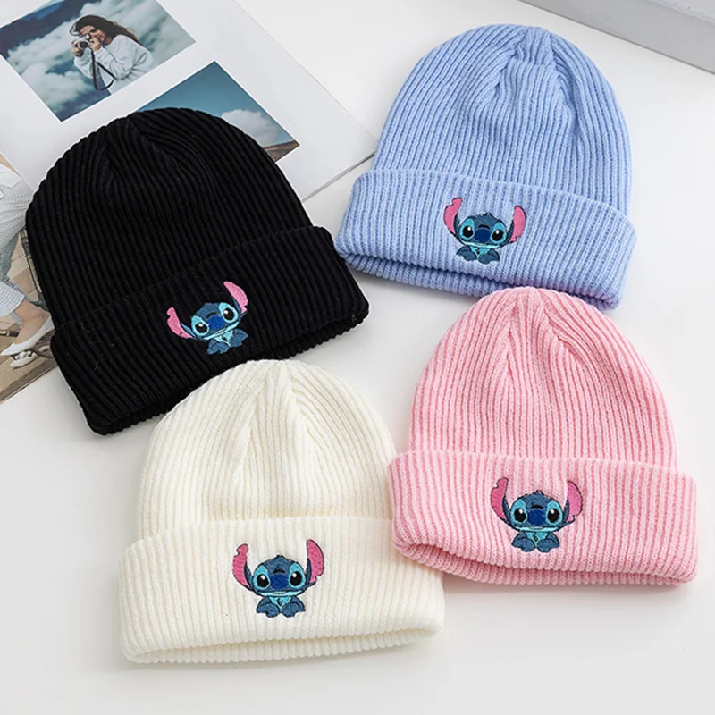 

Hot Sale Stitch Beanie Hat Women Cute Cartoon Winter Knitted Cap Gift For Adult Kids Warm Knitted Caps