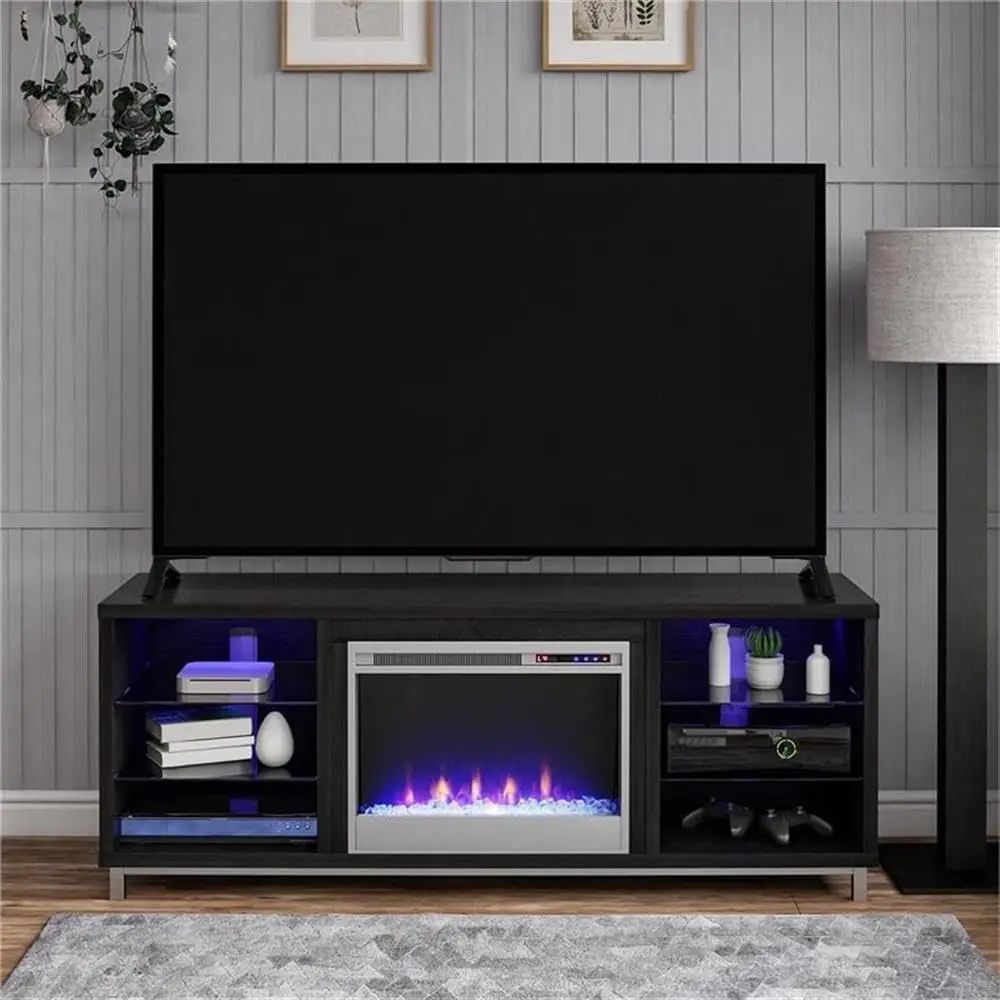 Ameriwood Home Lumina Fireplace TV Stand for TVs up to 70 Inch, Replaceable Electric Fireplace Insert Heater, Remote Control, Ti