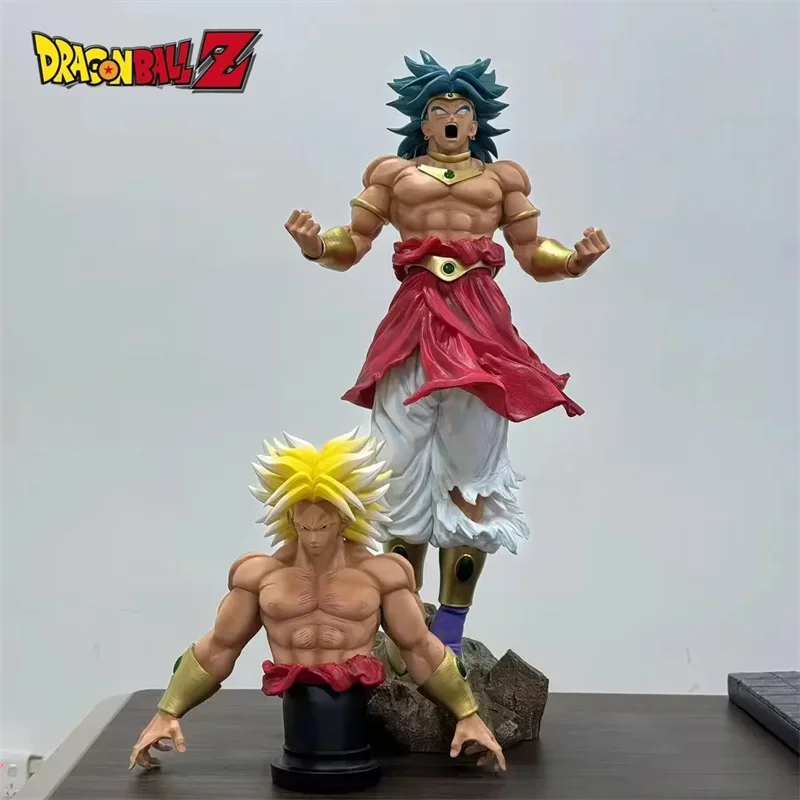 

60cm Dragon Ball Z Gk Huge Broly Double Bust Anime Figures Resin Base Ornaments Pvc Model Statue Collect Decorations Boys Gift