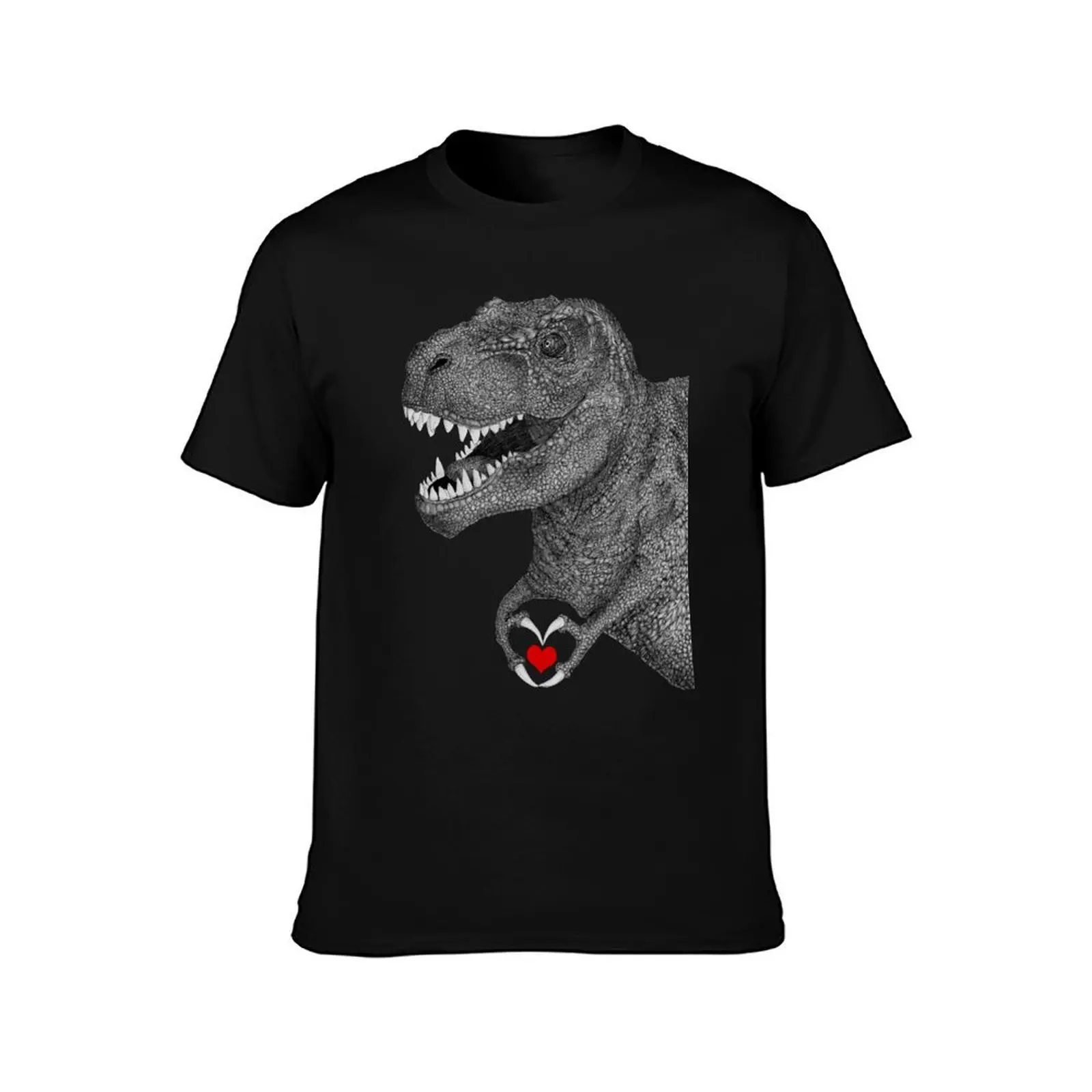 T-Rex Love T-Shirt, Summer Casual Cotton Tee, Oversized Streetwear Tops, Vintage Graphic Print, Loose Fit Short Sleeve