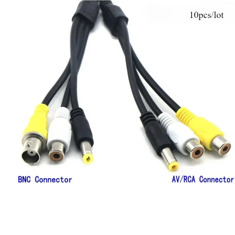 10pcs/lot 4P to BNC/DC Adapter Cable AV/DC Adapter Cable 4pin Aviation Head to Audio/Video Power Extension Cable