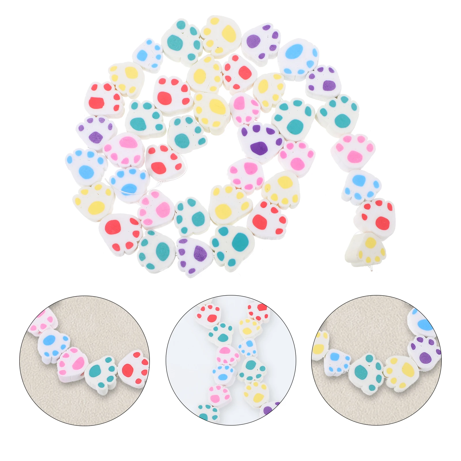 

Polymer Clay Beads 10mm Footprint Shaped DIY Jewelry Crafts Supplies Flat Loose Beads Colored Accessories for Bracelets