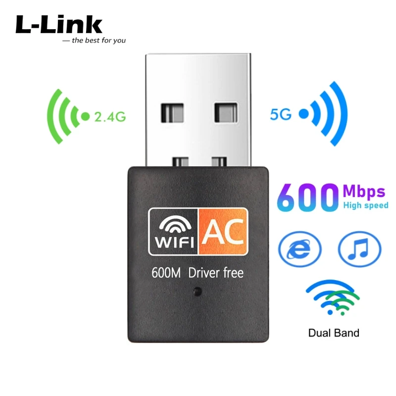 L-Link 600Mbps USB WiFi Adapter 2.4GHz Fast Speed Wifi Dongle Wireless USB Network Card Amplifier for PC Windows,MacOS,Linux6