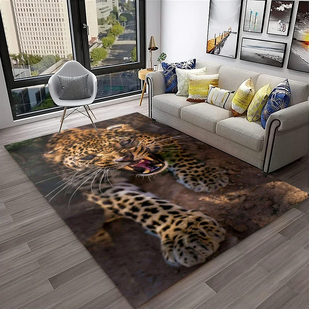 Beast Animal Leopard Cheetah Cartoon Carpet Rug for Home Living Room Bedroom Sofa Doormat Decor,s Area Rug Non-slip Floor Mat