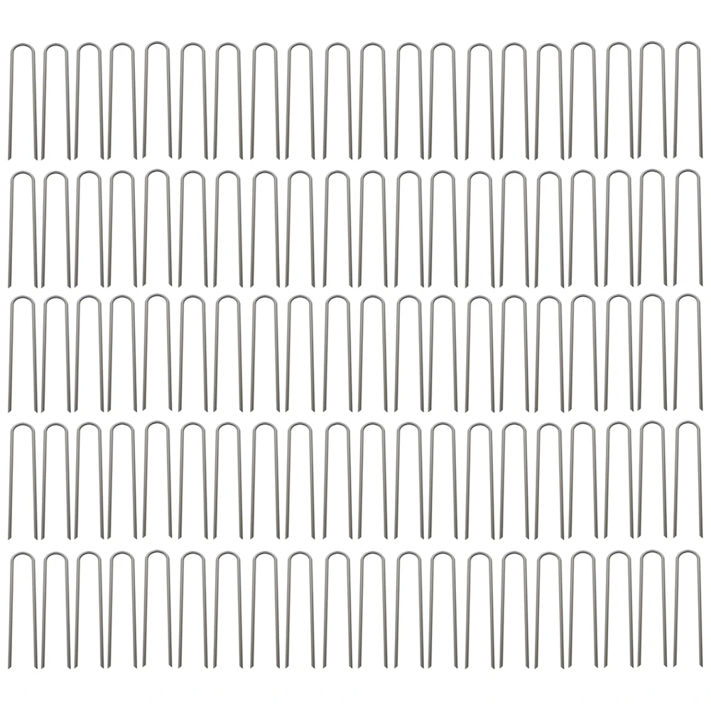 100pcs U Shape Iron Garden Stakes for Securing Drip Irrigation Tubing Hose Wire Landscape Fabric and Artificial Turf Outdoors