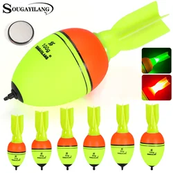 Sougayilang Luminous Fish Floats Rocket Shape 2Pcs with 6 Size -High Density Foam Material for 30-100g Buoyancy Fishing Gear 