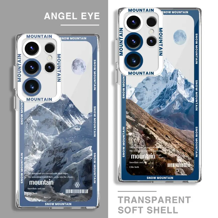 Cold Snow Mountain Phone Case for Samsung Galaxy S24 Ultra S20 FE S21 S22 Plus S23 Ultra 5G S23 FE Note 20 Ultra Clear Soft