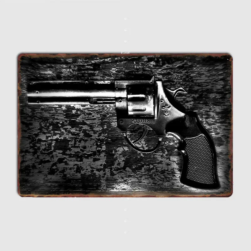 Air Gun Handgun Pistol Revolver and Target Metal Valines Pistols Sign Poster Living Room Living Custom Tin Vintage Home Decor