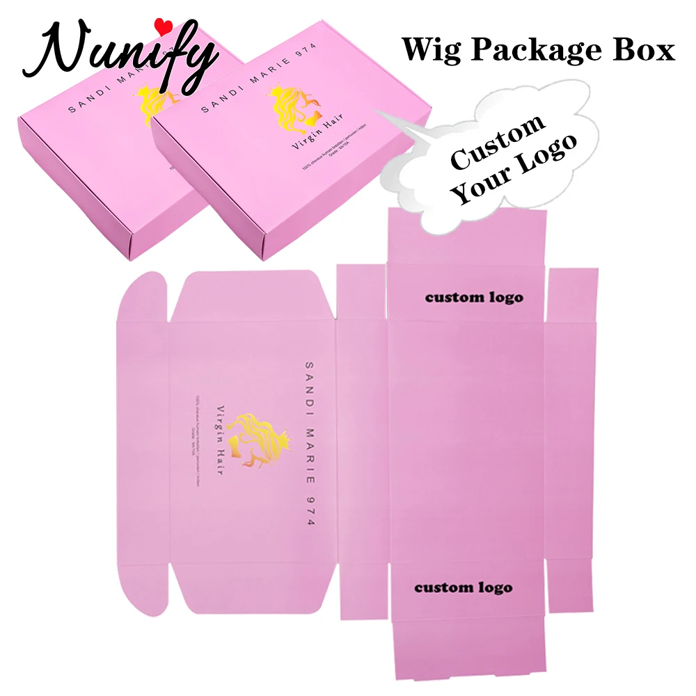 

10Pcs Custom Color And Logo For Wig Packaging Box Folding Cardboard Boxes For Wig Packing Matte Or Glossy Hair Packaging Box