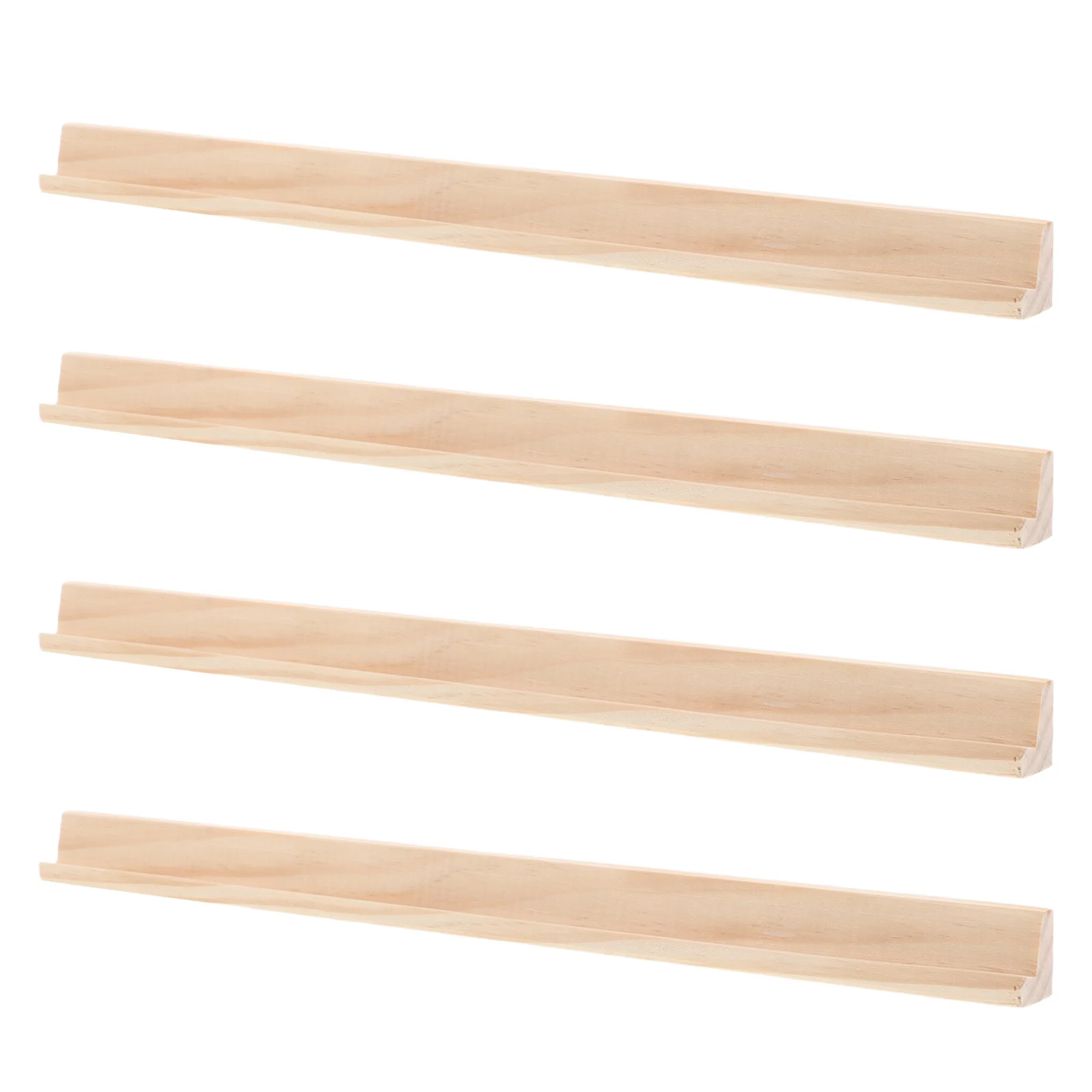 ที่วางโดมิโนไม้แบบยังไม่เสร็จ 4 ชิ้น ชั้นวางกระเบื้องแบบแถวเดียว อุปกรณ์เสริมสำหรับเกมกระดาน สำหรับกระเบื้องโดมิโนเม็กซิกันเทรน หมาจอง และโดมิโน