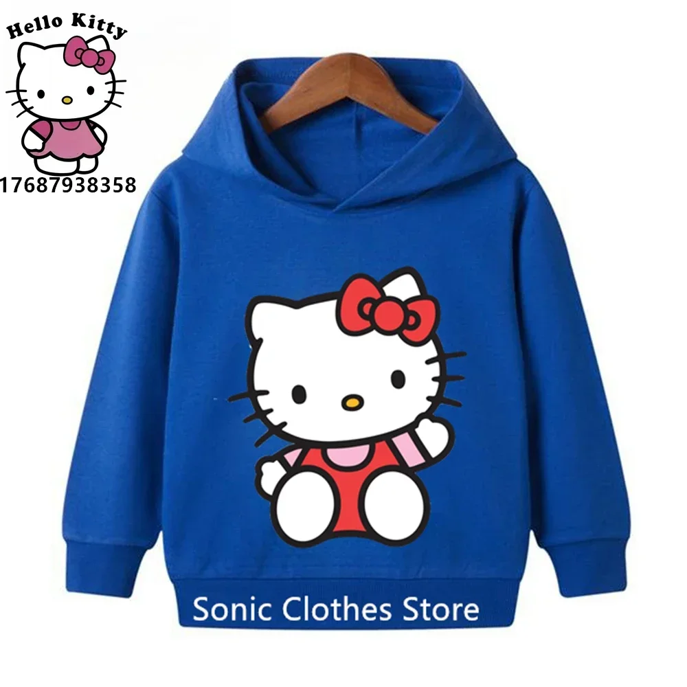 2024 New Cartoon Girls Hello Kitty Hoodies Kawaii Graphic Streetwear Fashion Funny Unisex Tops Anime Sweatshirts Female