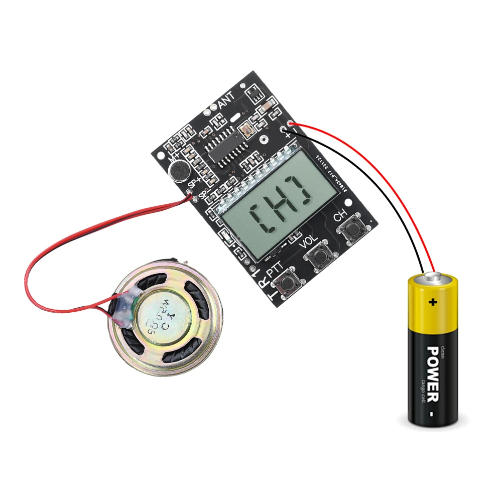 

27-480MHz FM 7 Frequency Walkie Talkie Circuit Board Digital LCD Transceiver All-in-One Module DC3.3-6V FM Transmitter Receiver