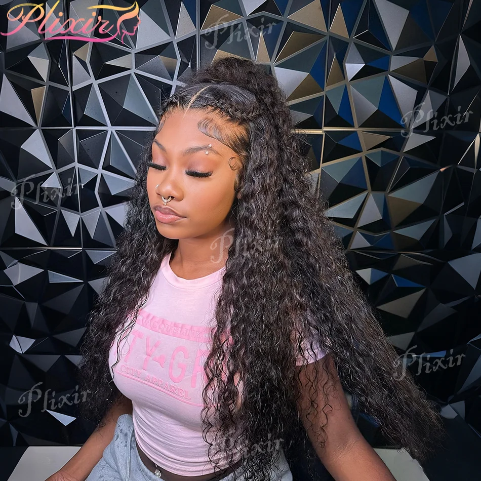 

Черный Water Wave Lace Frontal Pre Plucked Wig Human Hair 40 Inch Deep Wave 13x4 13x6 Culry Hd Lace Front Бразильский парик для женщин