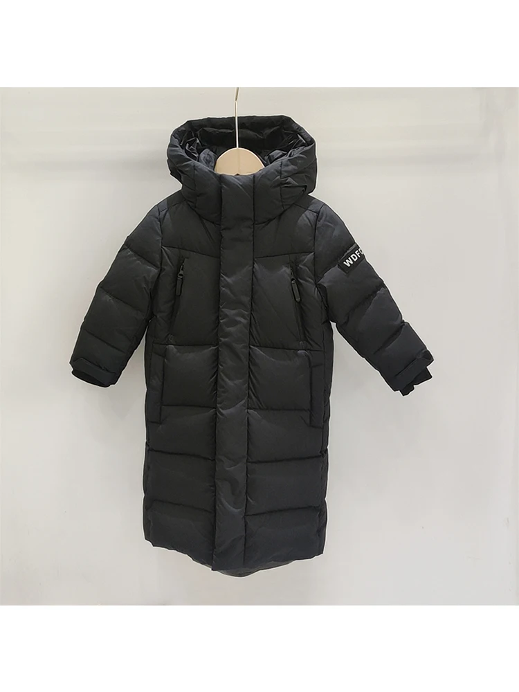 2022 New Children\'s Mid-Length Down Jackets Boys Girls Loose Thick Long Parkas Fashion Stand Collar Hooded Kids Winter Jackets