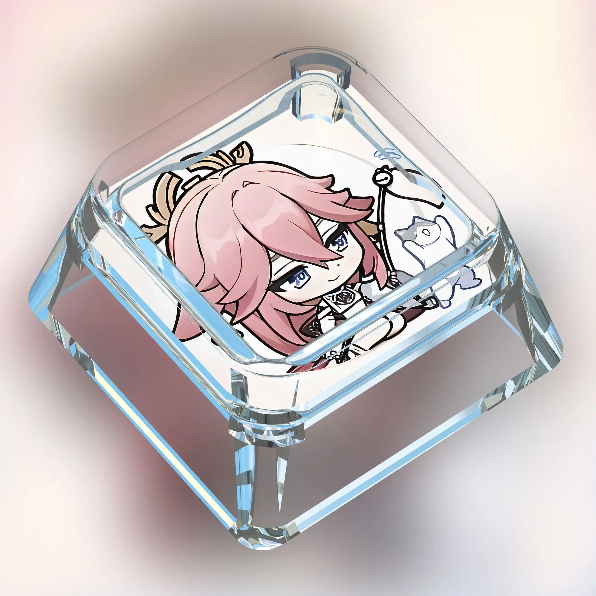 New Cartoon Genshin Impact Yae Miko Mechanical Keyboard Cap Cross Axis Transparent Keycap Transparent Keycaps Gift Toys