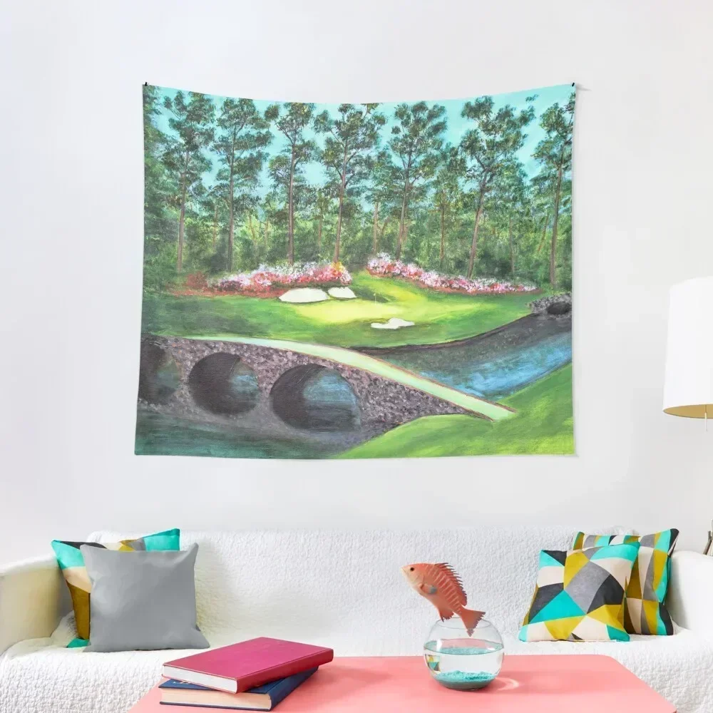 12th Hole At Augusta National Golden Bell Tapestry Home Decorating Wallpaper Bedroom Wall Hanging Room Decorator Tapestry