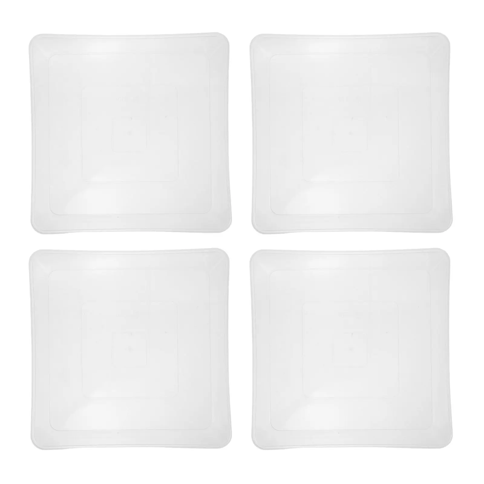 4Pcs Transparent Square Plant Saucer Thickened PP Plastic Plant Water Drip Tray Indoor Outdoor Flower Pot Water Catcher Tray