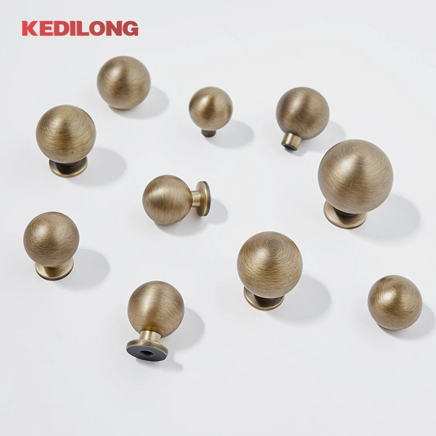

KEDLO European retro solid brass pull kitchen cabinet antique brass knob drawer single hole handle