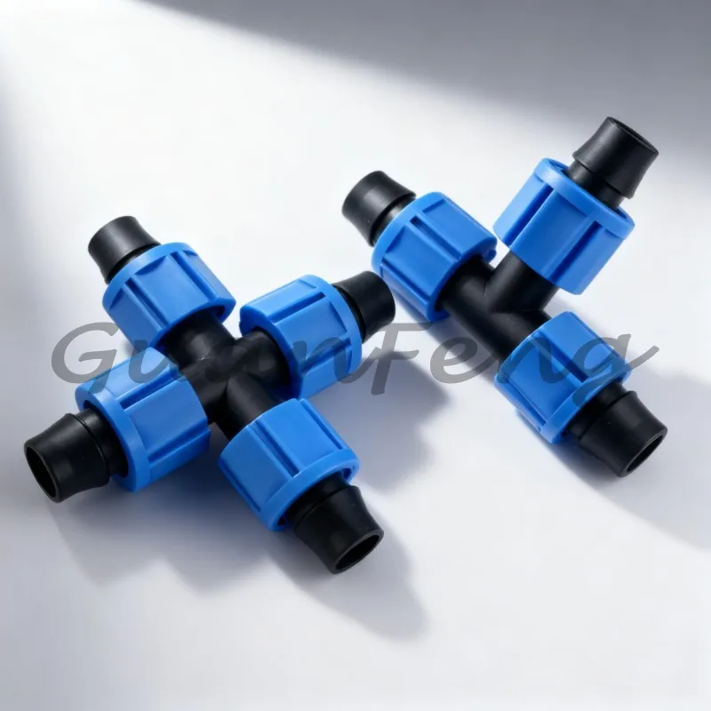 16mm Lock Nut Tee Connector, Plastic Drip Tape Irrigation Fitting Accessory for Agricultural Irrigation System