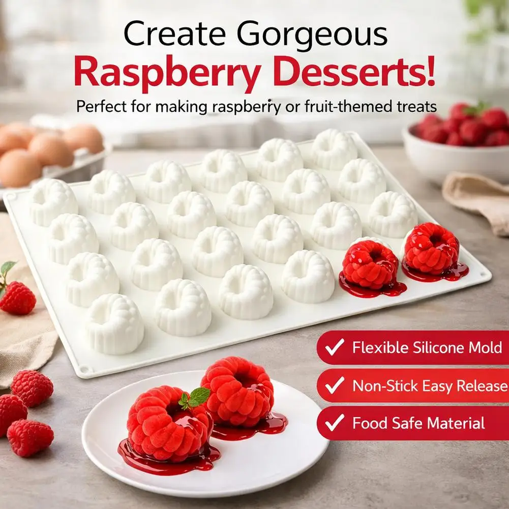 6 Hole Raspberry Design Mousse Silicone Mousse Mold 3D Fruit Dessert Chocolate Mould DIY Cake Decorating Tools Bakeware view 2