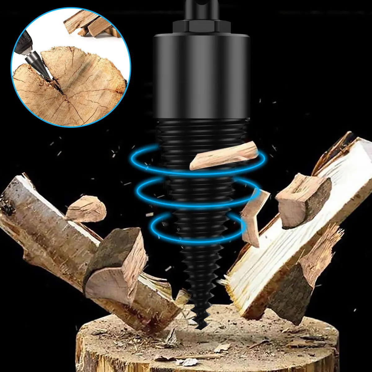 Wood Splitter Drill Bit 32/42mm Splitting Wood Cone Drill Bit Square Handle and Hexagon Handle Heavy Duty High Carbon Steel