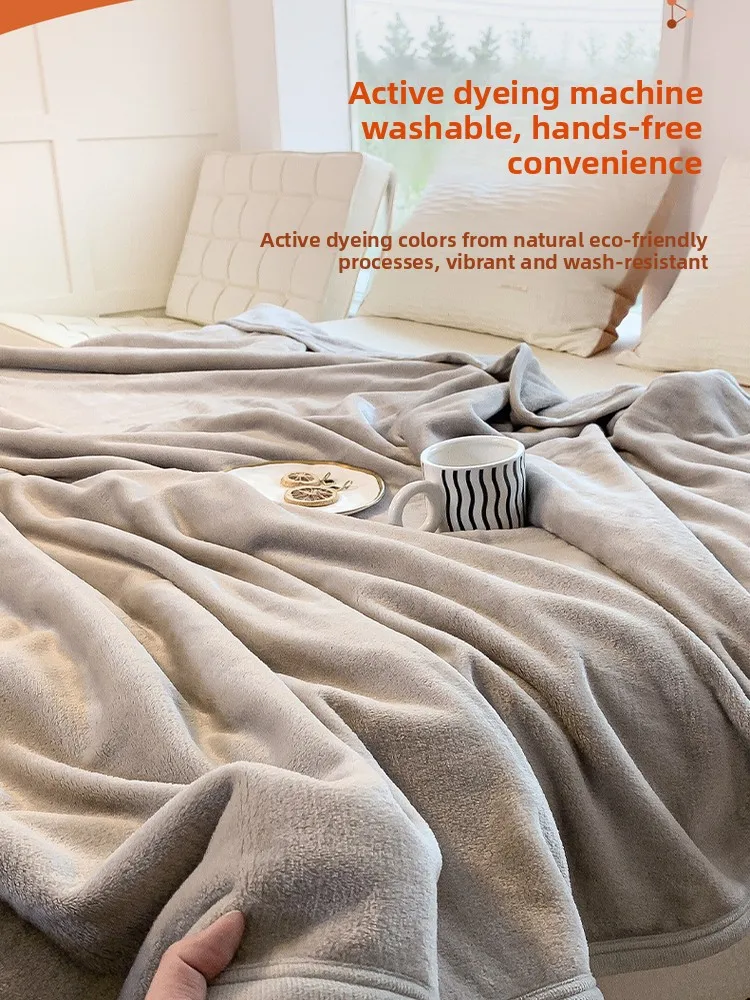 

Плотное одеяло из кораллового флиса, фланелевое одеяло для дивана, покрывало для офисного сна, зимнее теплое одеяло в простом стиле, универсальное, с высокой воздухопроницаемостью