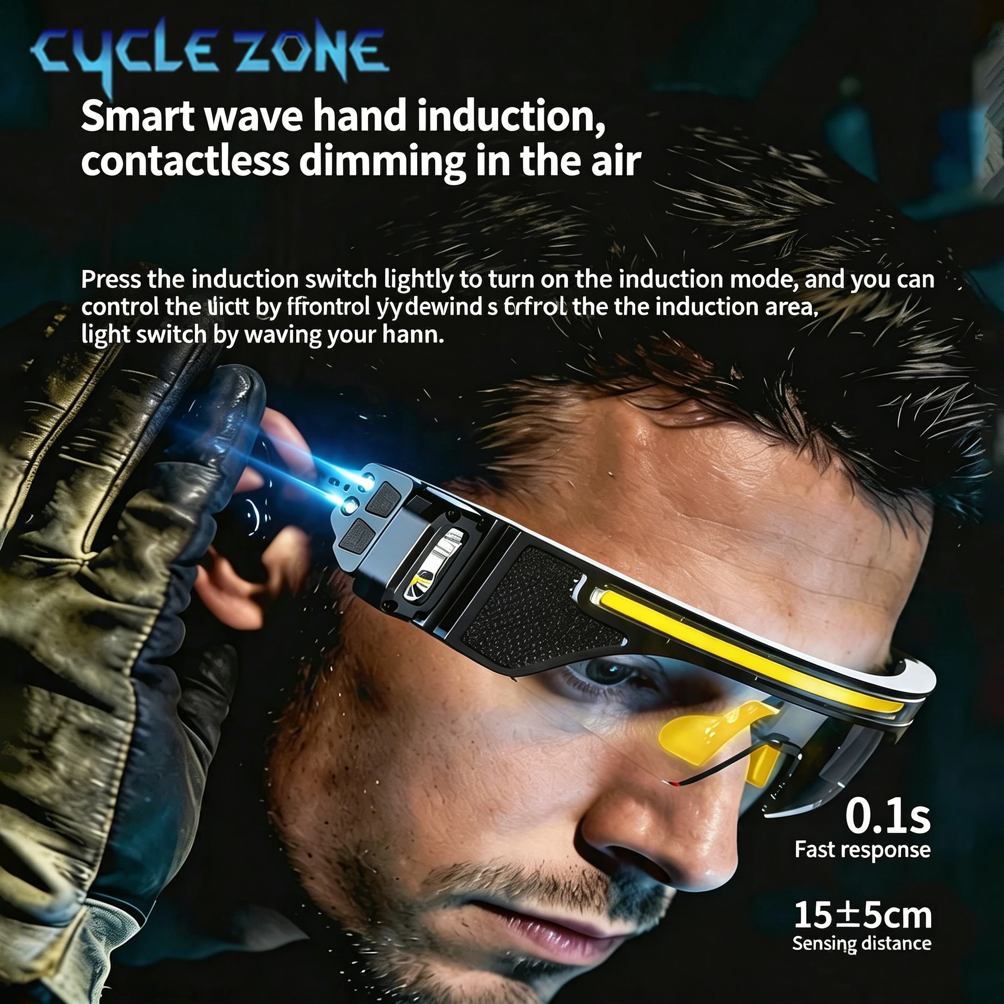 Multi Function 2 in 1 Glasses Goggle Light TYPE-C Rechargeable Headlamp Wave Sensor Head Flashlight Work Repair Emergency Lamp