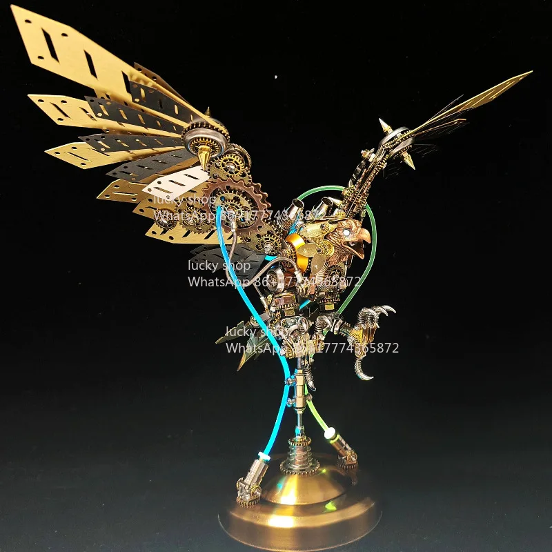 Steam Punk Mechanical Eagle Metal Craft Ornament Hand Assembled DIY Desktop Art Decoration Birthday Gift