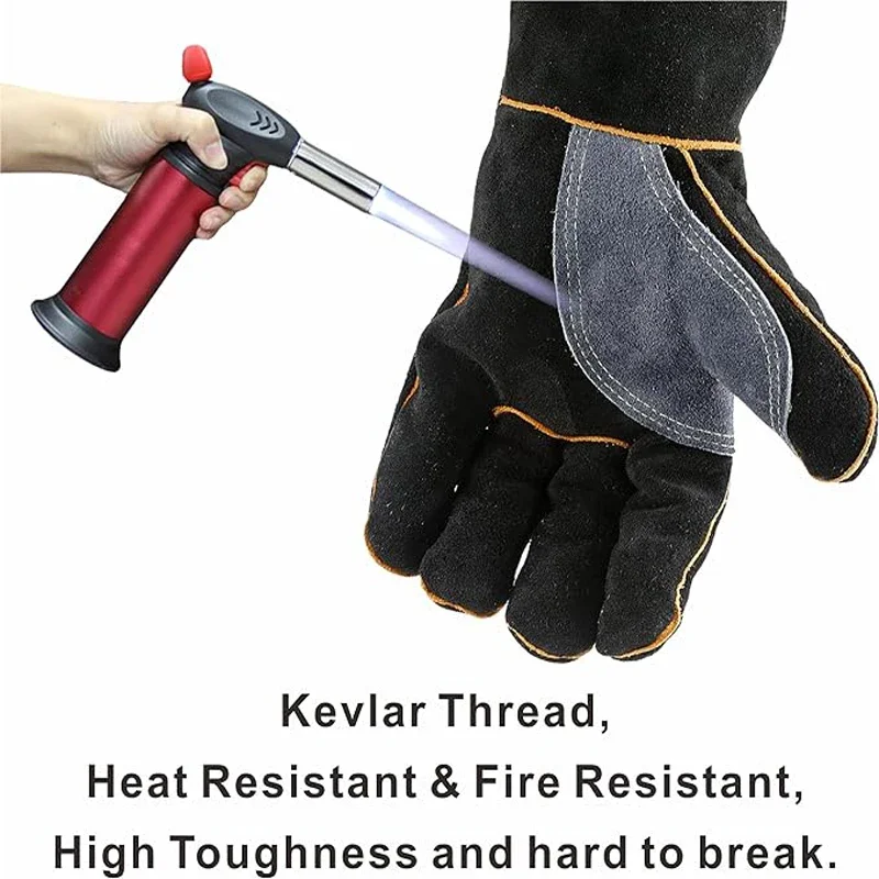 Yanmaz Tig/Mig kaynakçı kaynak eldivenleri, ısıya dayanıklı fırın eldivenler, ısı yalıtımı barbekü eldivenleri guantes para trabajo hombre
