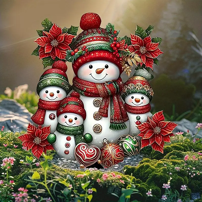 Christmas Garden Stakes Christmas Snowman 2D Acrylic Yard Plug Decor Hand-Painted Outdoor Decorative Tool For Patio Lawn Porch