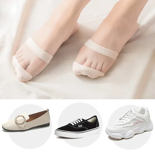 Imagen 2 del producto Calcetines en el antepié para mujer, medias medias con cubierta para el dedo del pie, tacones invisibles, antideslizantes, transpirables, verano, Color sólido