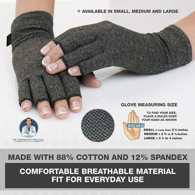 1Pair Winter Compression Arthritis Gloves Rehabilitation Fingerless Gloves Anti Arthritis Therapy Gloves Wrist Support Wristband