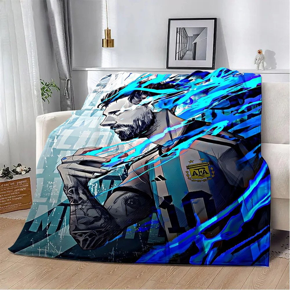 Printed Blanket Football Star Picnic Blankets Warm Blanket Soft and Comfortable Blanket Home Travel Birthday Gift-M-messis